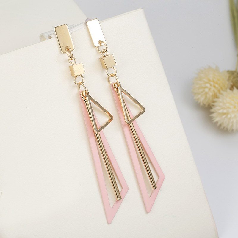 Korean Long Statement Geometric Triangle Tassel Dangle Drop Earrings For Women Earrings Fashion Jewelry Oorbellen Brincos