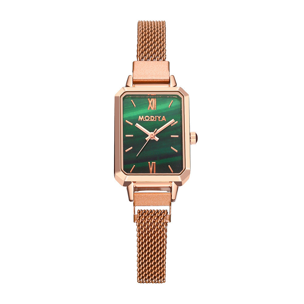 Mori Style Peacock Green Small Square Watch