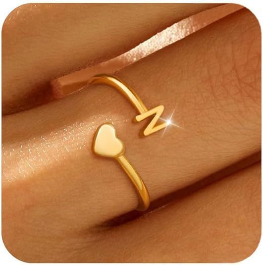 26 English Letters Ring Real Gold Plating Simple Ring