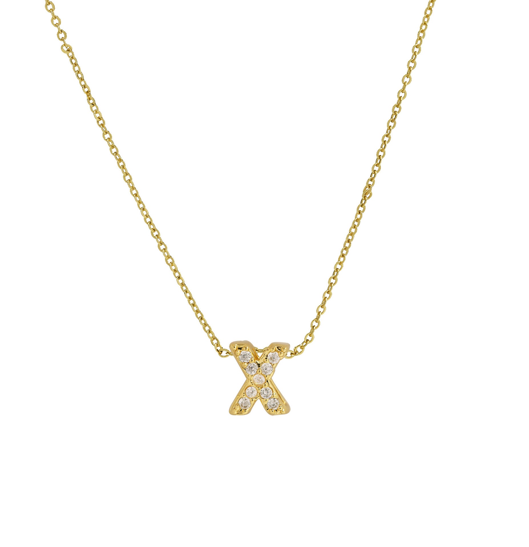 Gold Micro Inlaid With Diamond All-match Classic 26 English Letters Necklace Pendant