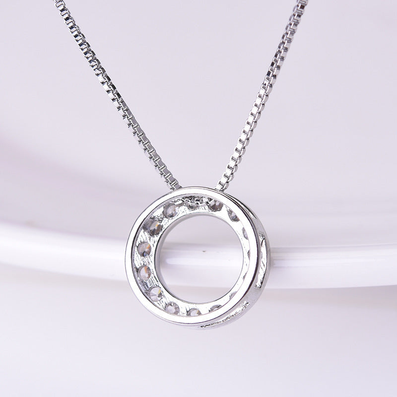 Simple temperament full diamond circle pendant