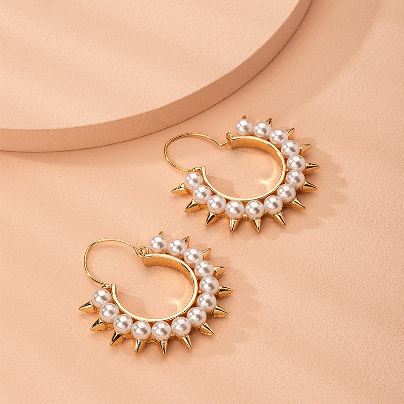 Korean Earrings Pearl Earrings Temperament Semicircle