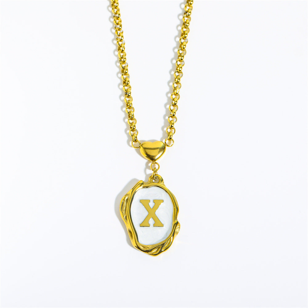 Titanium Steel Letter Drop Oil Three-dimensional Necklace