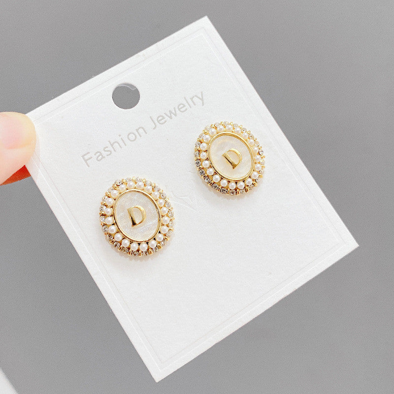 Pearl S925 Silver Needle Stud Earrings Korean Temperament Earrings