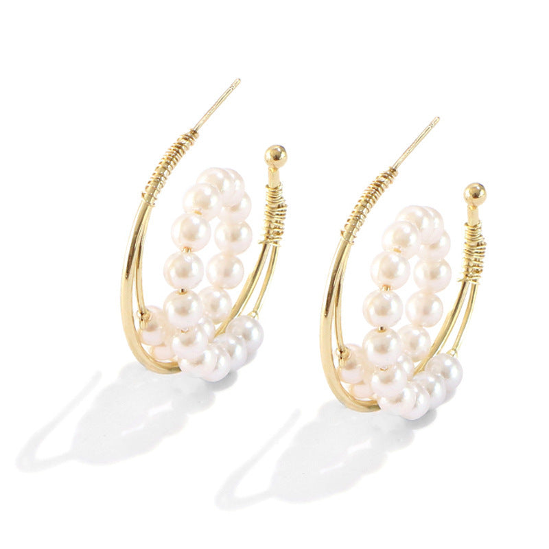 Korean Style C-shaped Golden Cold Wind Earrings