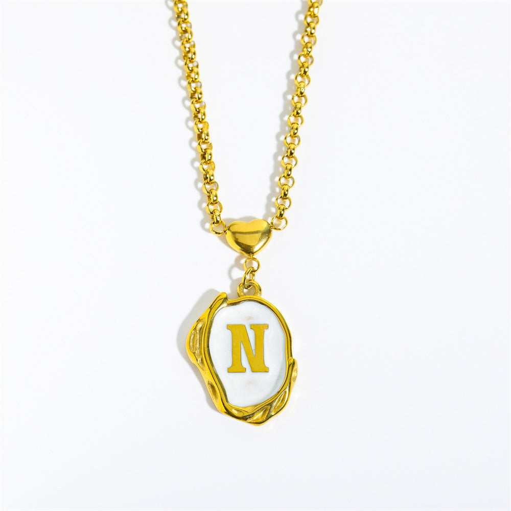 Titanium Steel Letter Drop Oil Three-dimensional Necklace