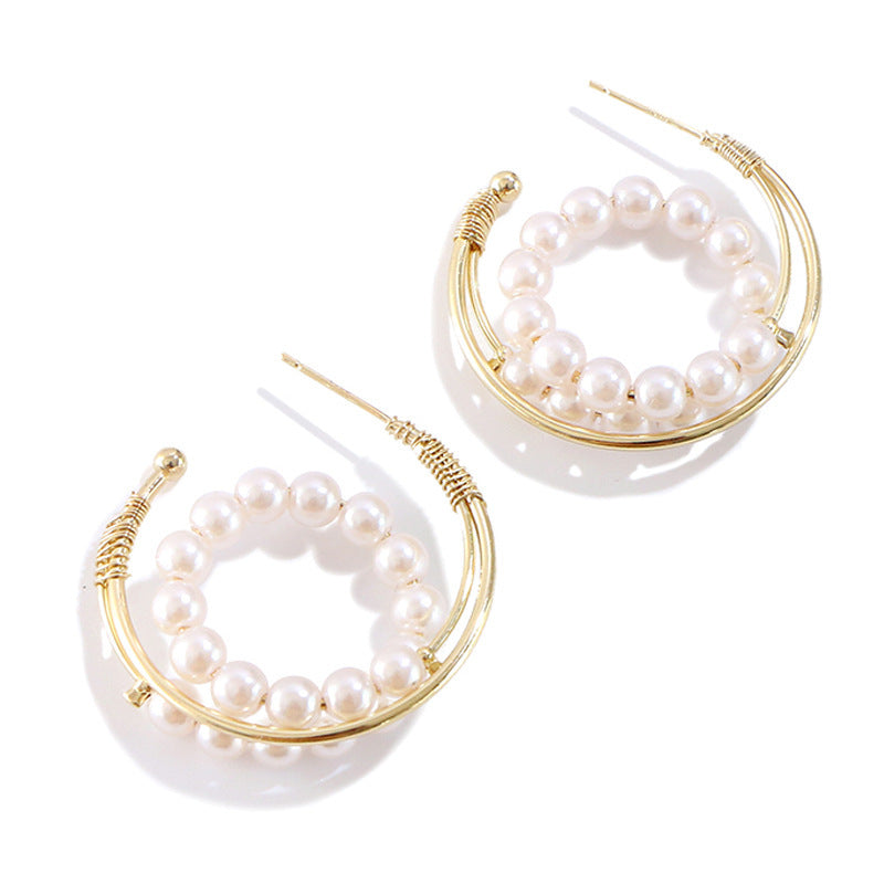 Korean Style C-shaped Golden Cold Wind Earrings