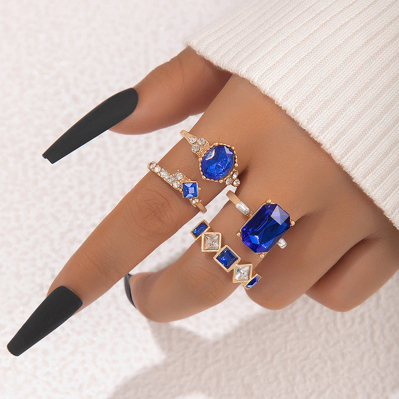 Color Diamond Four-piece Ring