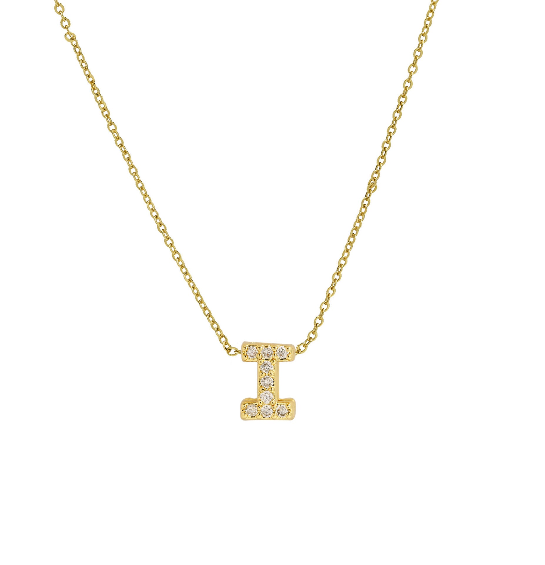 Gold Micro Inlaid With Diamond All-match Classic 26 English Letters Necklace Pendant