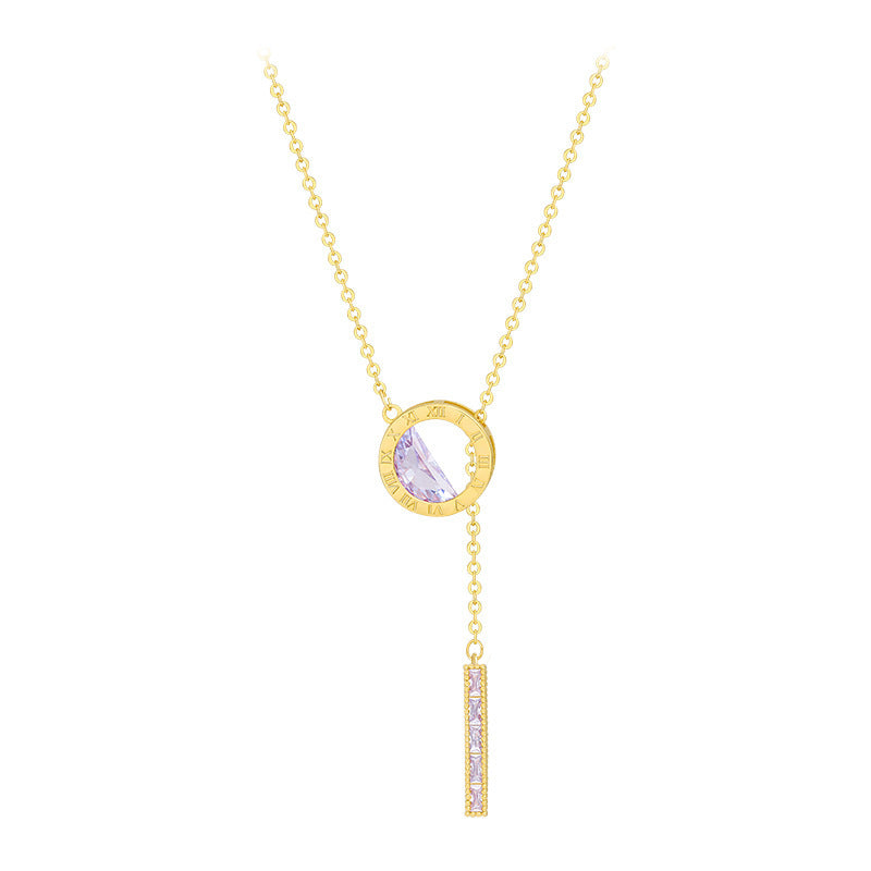 New Style Purple Clavicle Chain Female Light Luxury Niche Design Sense