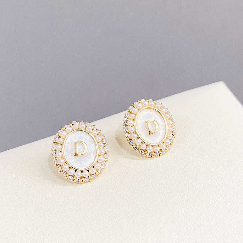 Pearl S925 Silver Needle Stud Earrings Korean Temperament Earrings