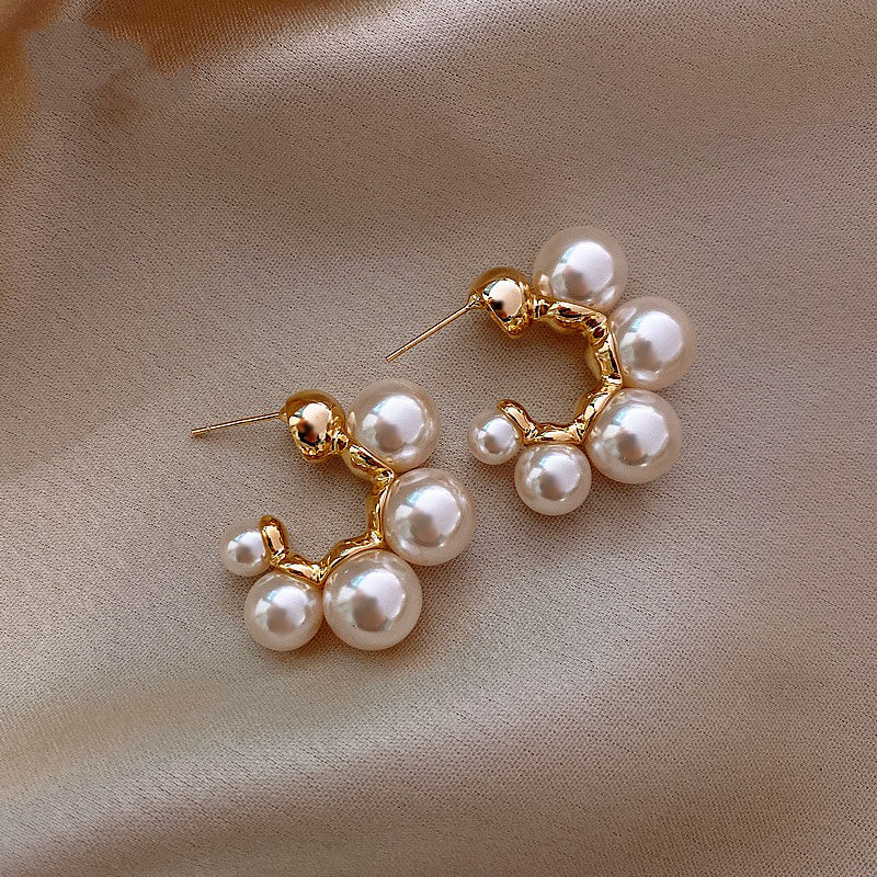 Korean Port Style Retro Hepburn Temperament Simple Pearl Earrings