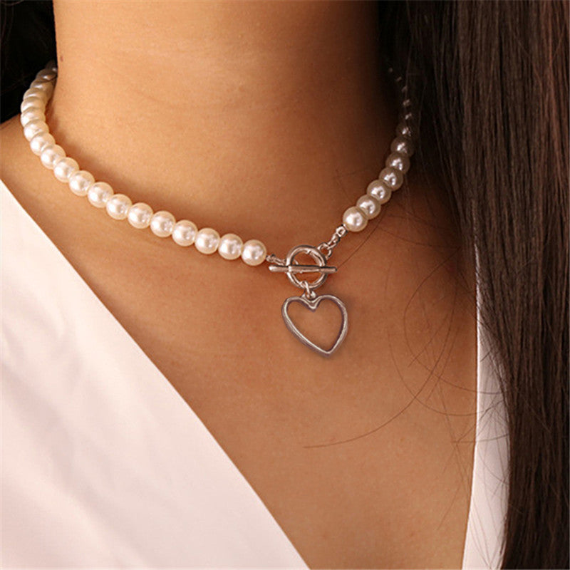 Ot Buckle Drop Ball Pearl Retro Necklace Women