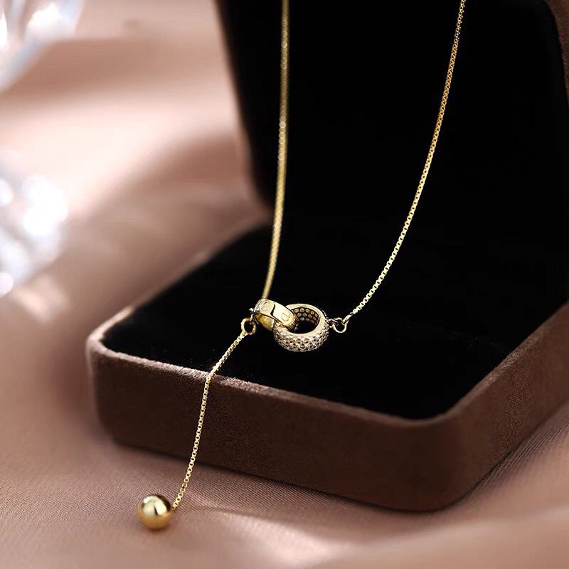 14K Gold Plated Fashionable Elegant Small Waist Small Golden Balls Necklace