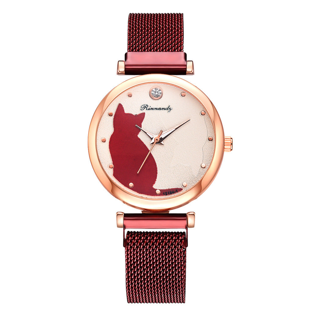 Women's cat watch bracelet set