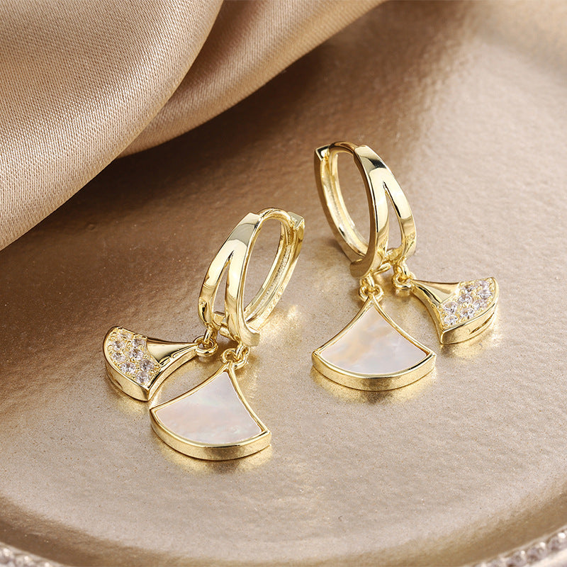 Natural Shell Fan Earrings Women