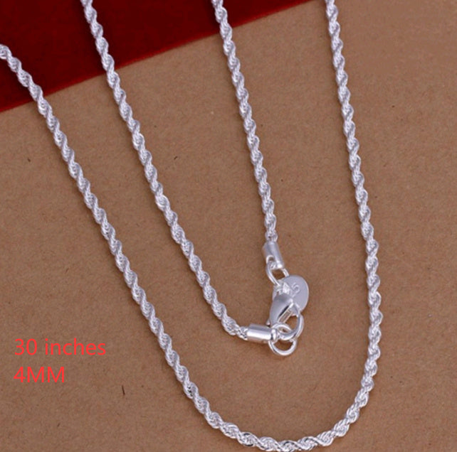 Silver-plated 2MM twisted rope twist necklace