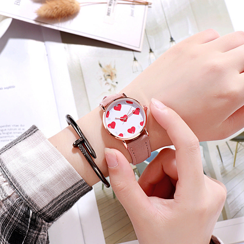 PU leather alloy bracelet watch