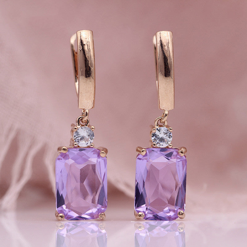 Square Long Earrings Women Natural Zirconium Earrings Earrings