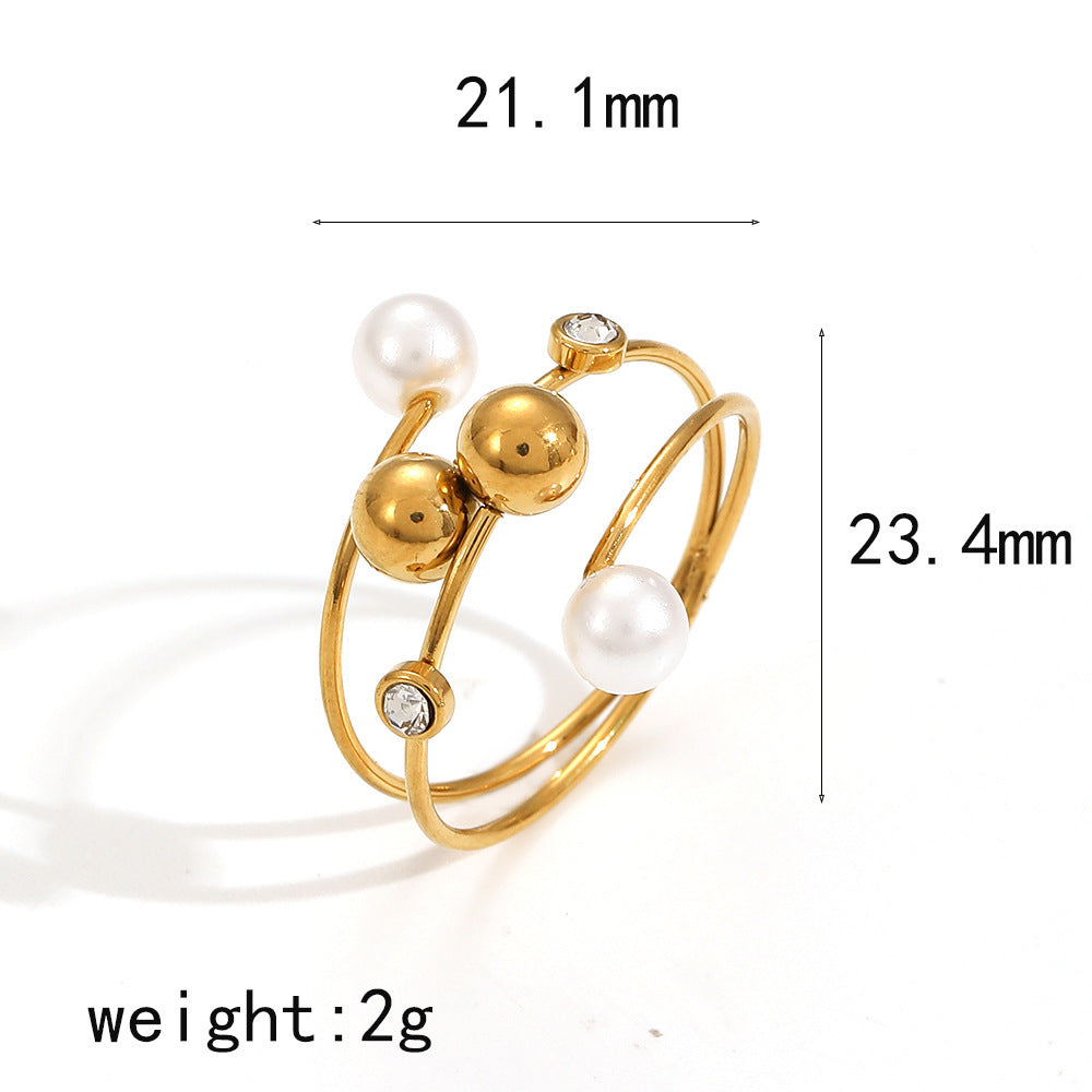 Round Ball Line Titanium Steel Ring Female Fashion