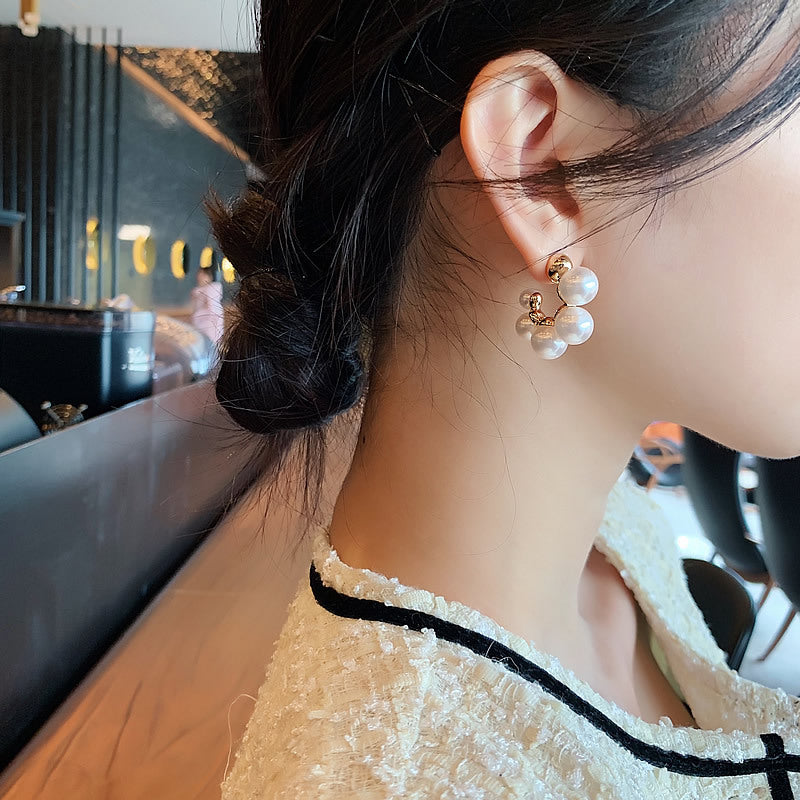 Korean Port Style Retro Hepburn Temperament Simple Pearl Earrings