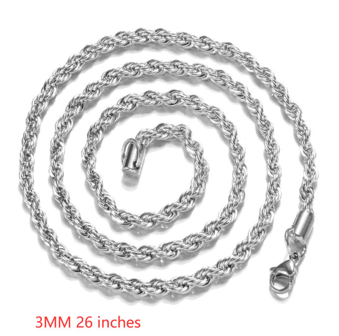 Silver-plated 2MM twisted rope twist necklace