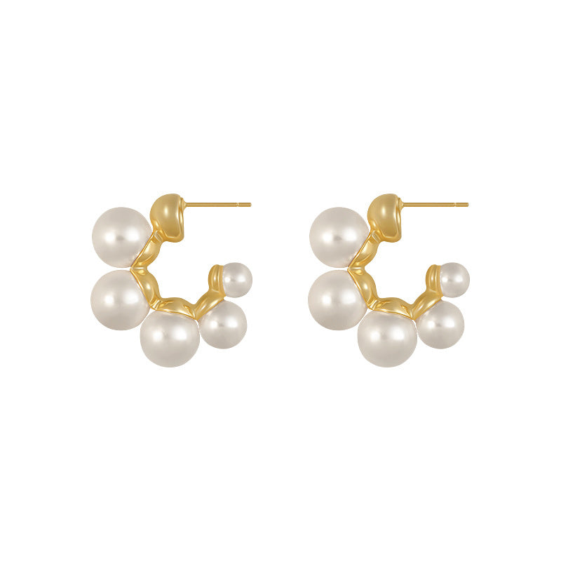 Korean Port Style Retro Hepburn Temperament Simple Pearl Earrings