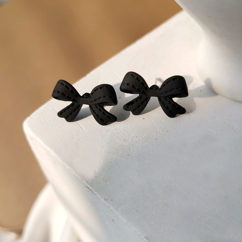 S925 Silver Pin Korean Dongdaemun Bow Earrings