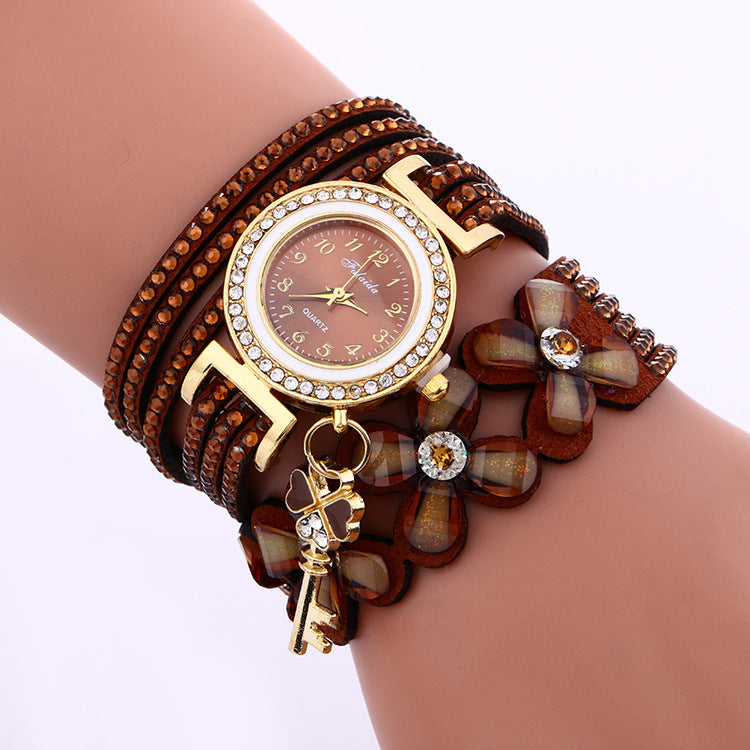 Gold Crystal Rhinestone Bracelet Watch