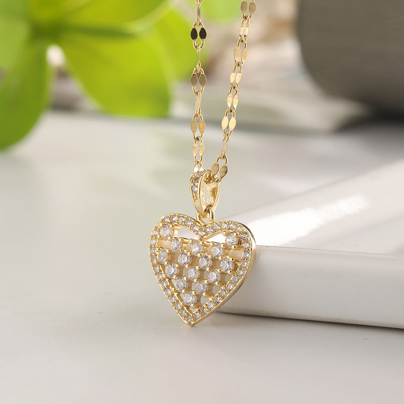 Heart Clavicle Chain Women's Geometric Independent Packaging Short Diamond Heart Necklace