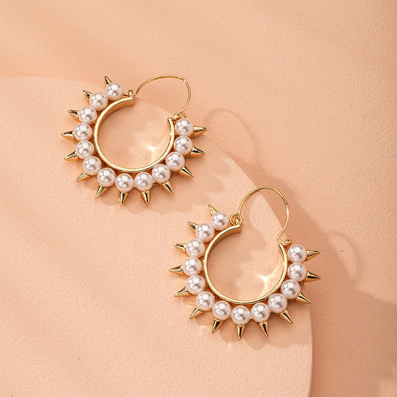 Korean Earrings Pearl Earrings Temperament Semicircle