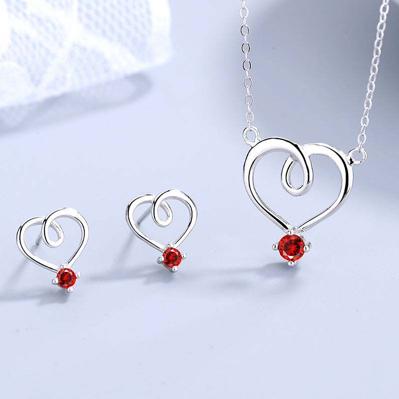 Heart-shaped Red Diamond Clavicle Chain