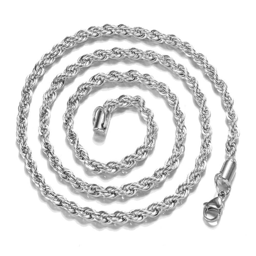 Silver-plated 2MM twisted rope twist necklace