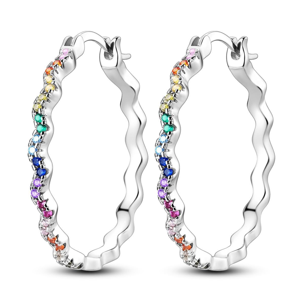 Geometric Simple Color Rhinestone Earrings Women's Fashion Wave Shape