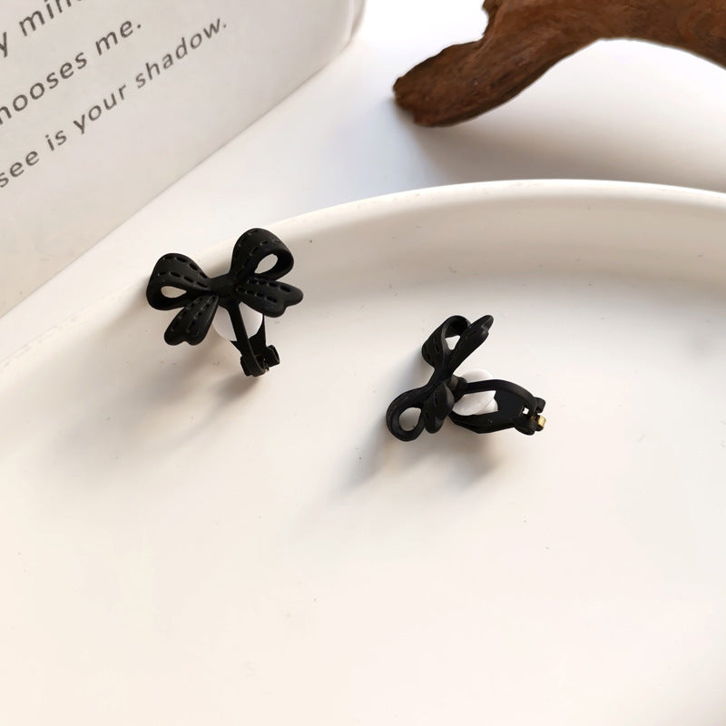 S925 Silver Pin Korean Dongdaemun Bow Earrings