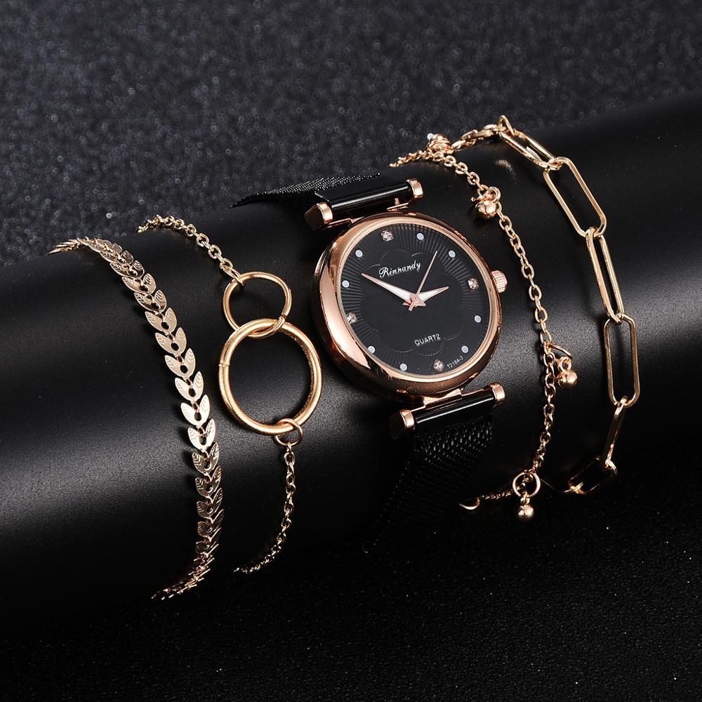 Alloy mesh strap watch set