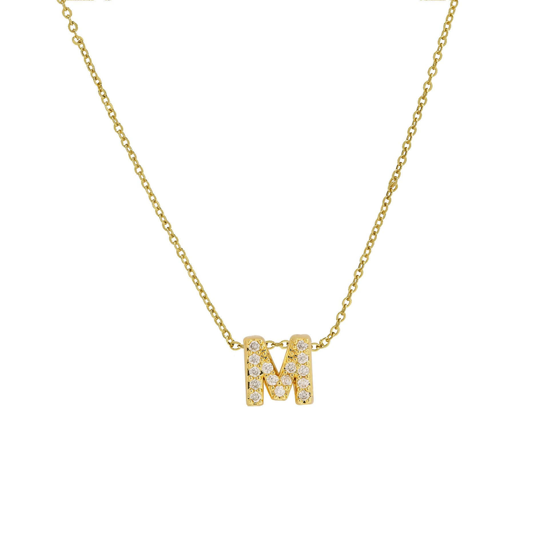 Gold Micro Inlaid With Diamond All-match Classic 26 English Letters Necklace Pendant