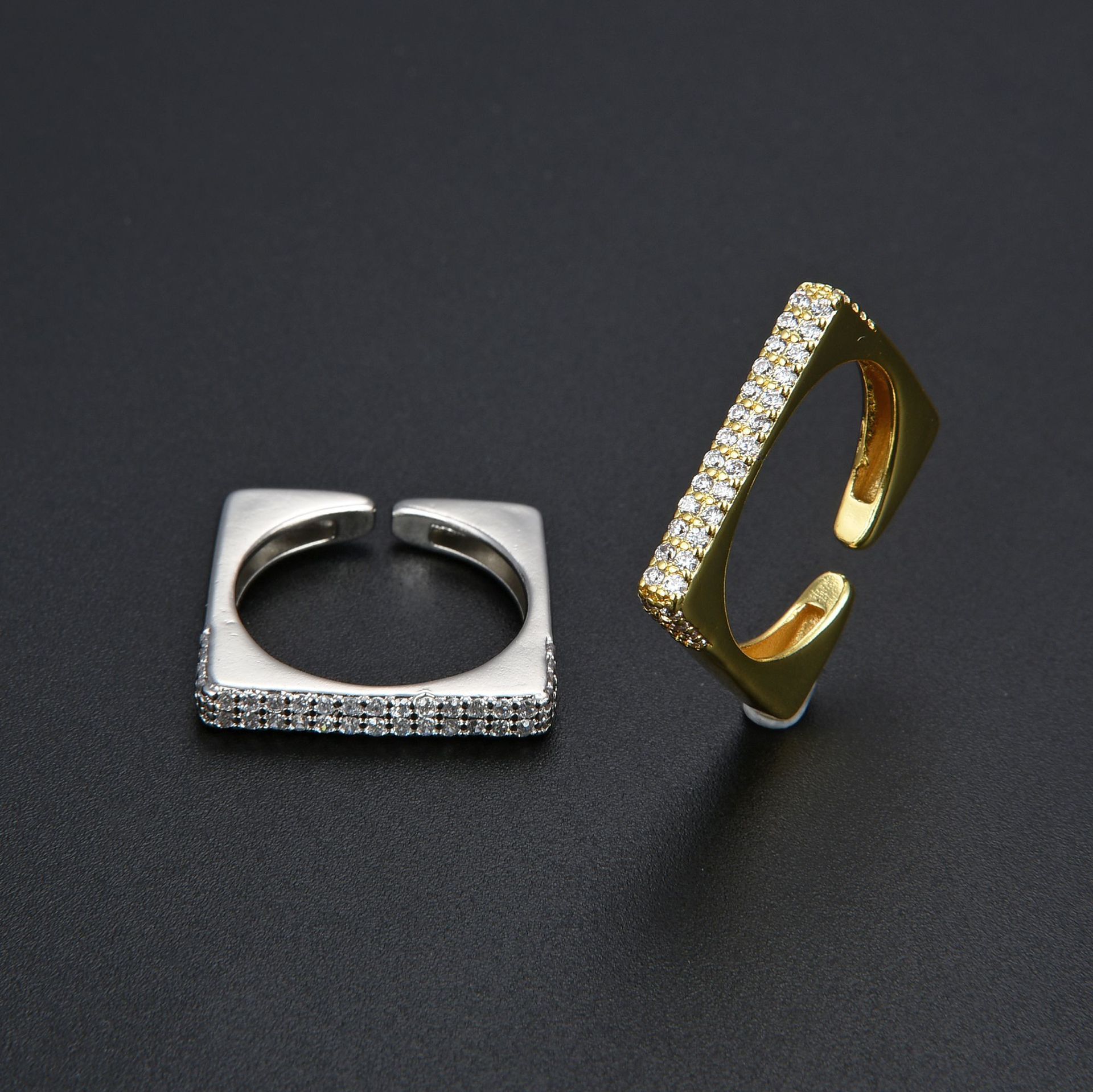 Simple Rhinestone CZ Zircon Square Ring