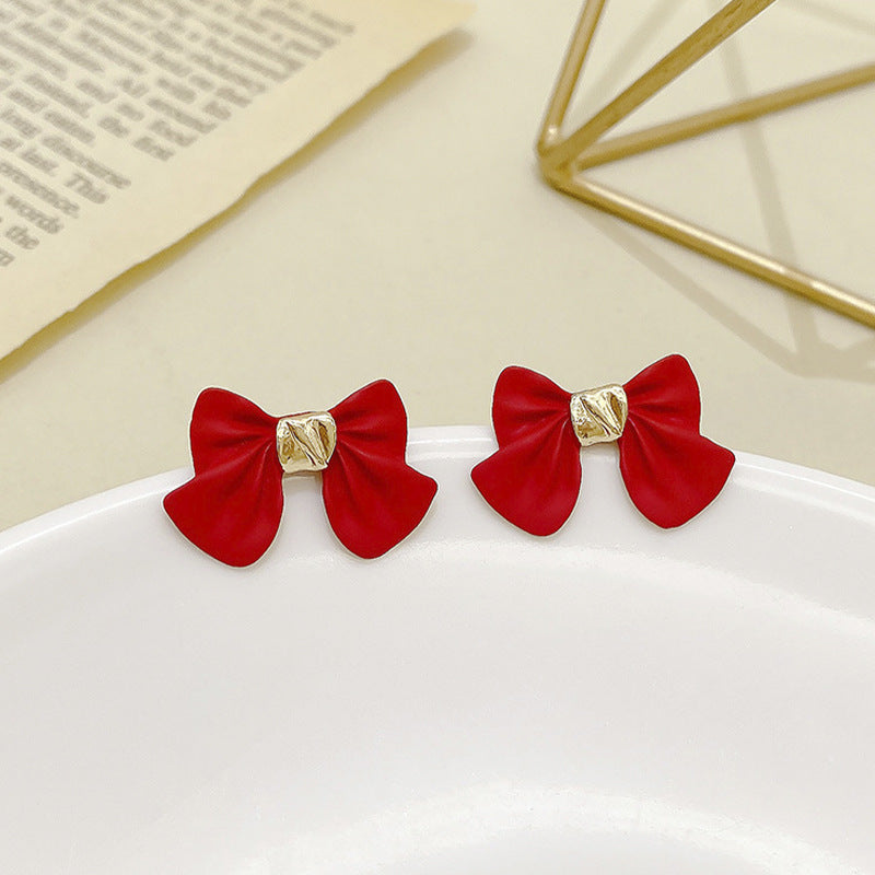 Red Black Color Bowknot Dangle Earrings For Girl Korean Sweet Women Fashion Jewelry