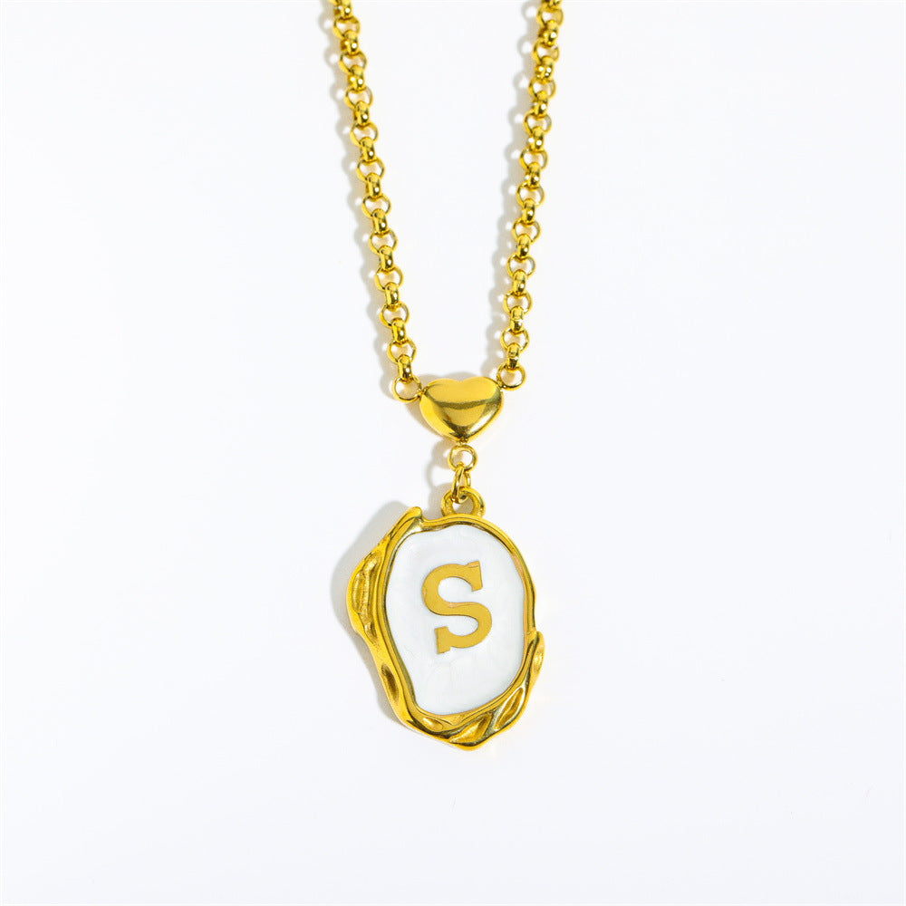 Titanium Steel Letter Drop Oil Three-dimensional Necklace