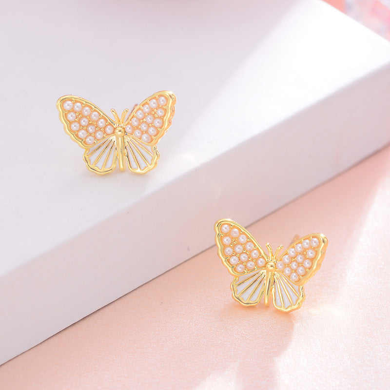 European And American Fashion Earrings Popular Butterfly Pearl Earrings Women