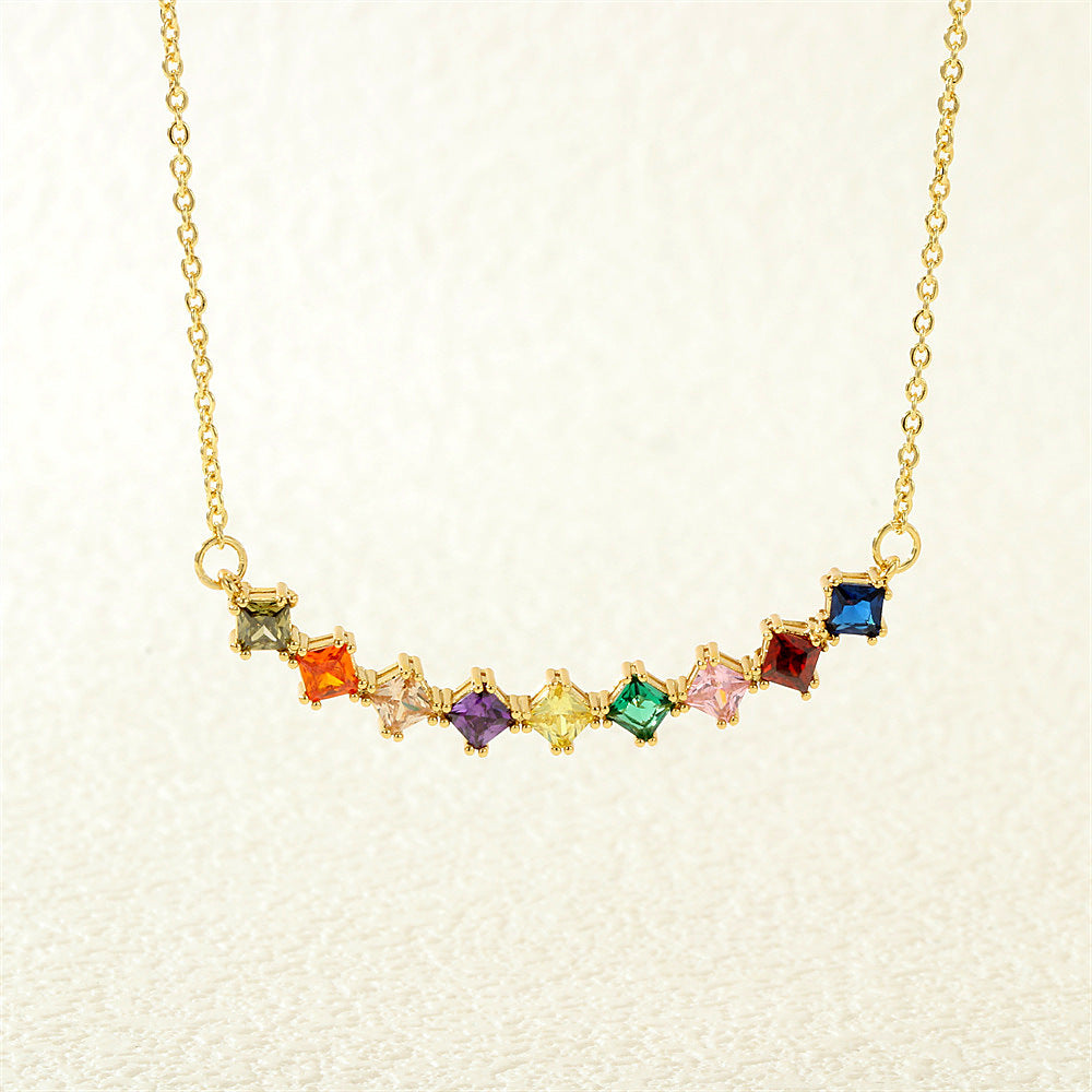 Geometric Rhombus Zircon Long Pendant Clavicle Chain