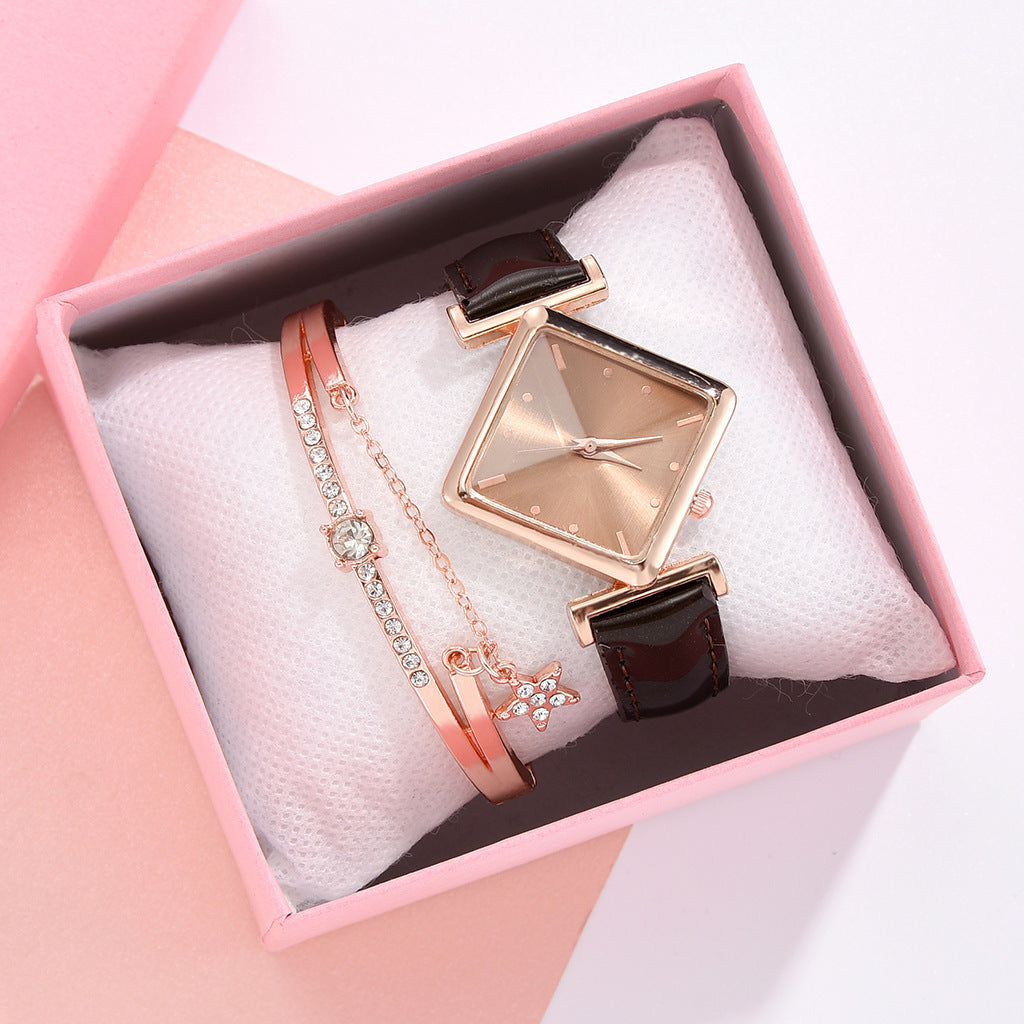 Square head quartz watch set