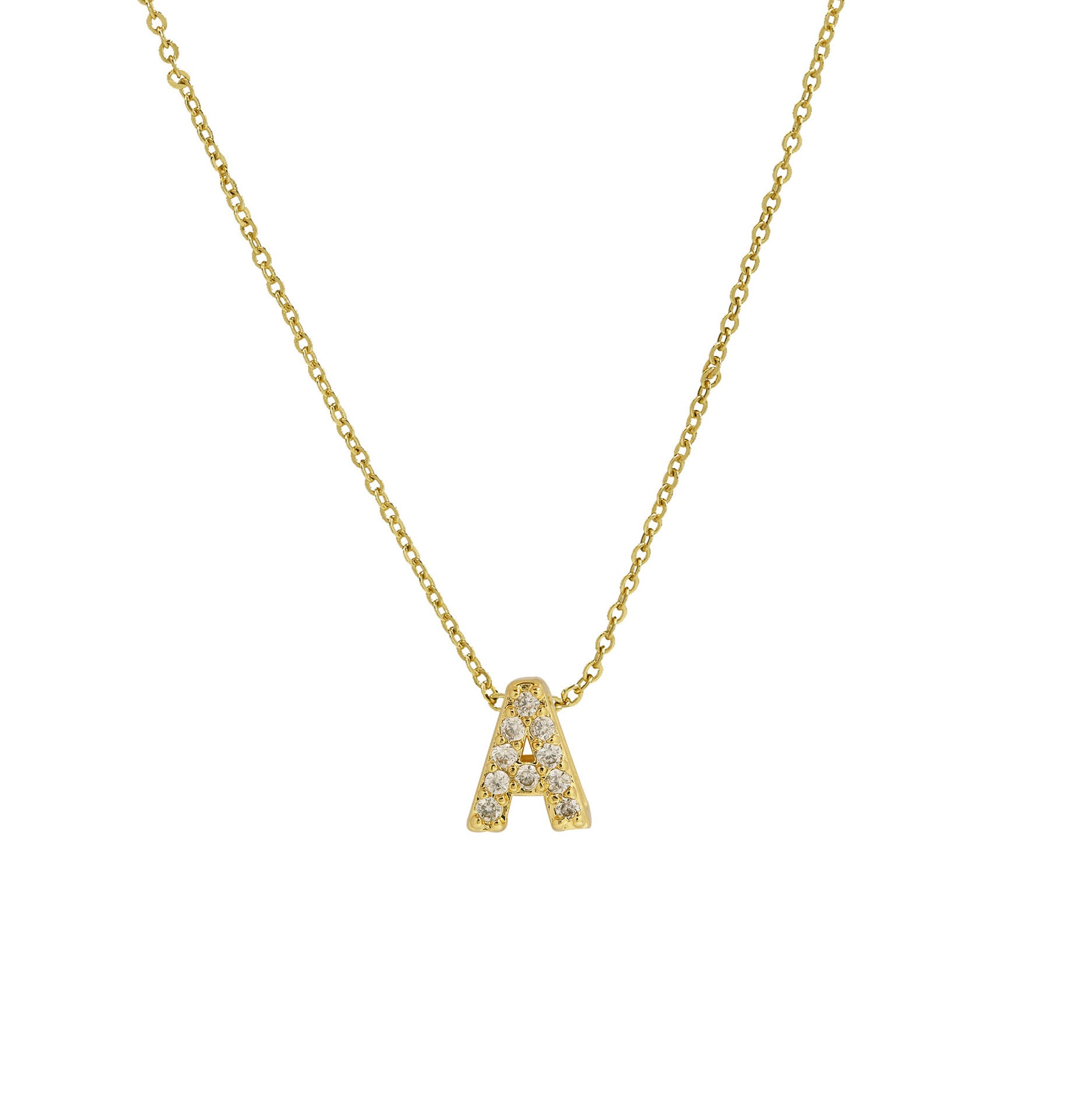 Gold Micro Inlaid With Diamond All-match Classic 26 English Letters Necklace Pendant