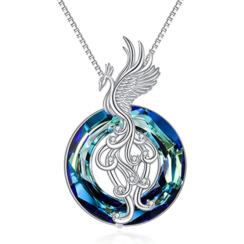 New Firebird Crystal Pendant Necklace Women's Colorful Phoenix Earrings