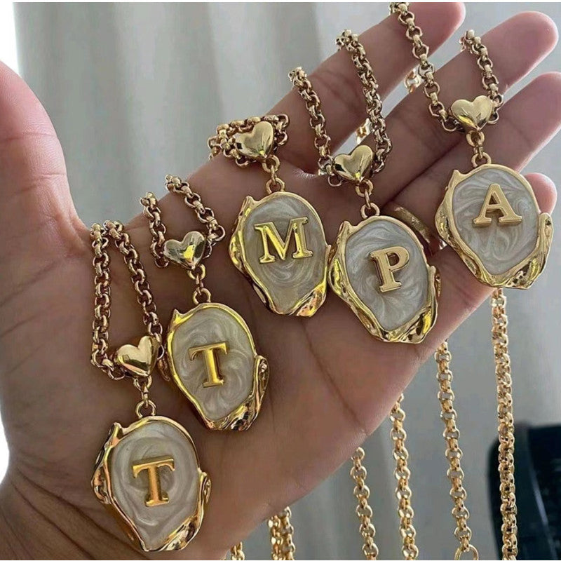 Titanium Steel Letter Drop Oil Three-dimensional Necklace