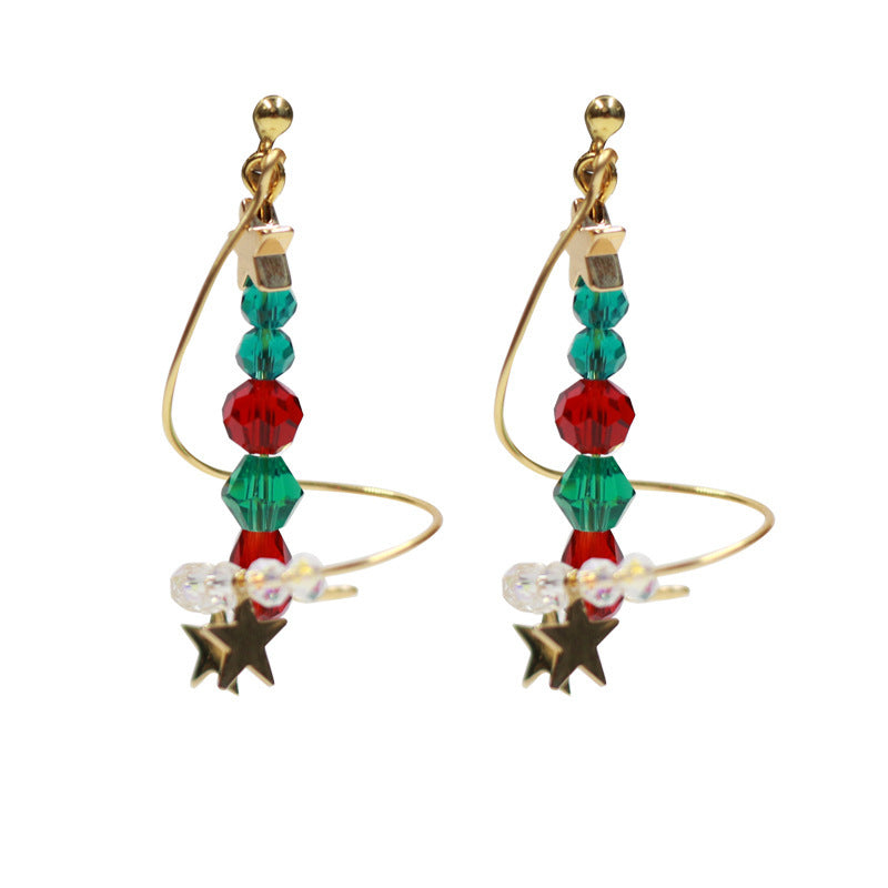 Star Earrings Stud Earrings Christmas Tree Women