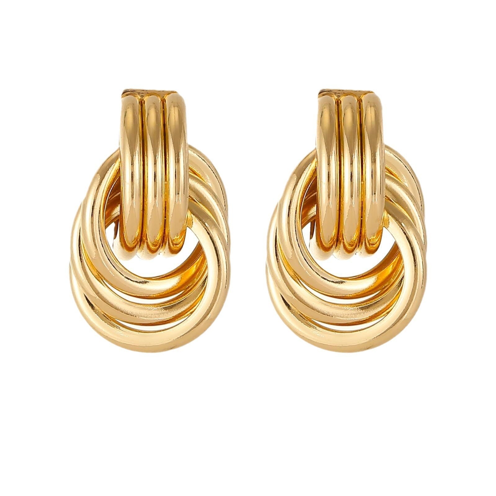 Brass 18K Real Gold Declaration Geometric Earrings