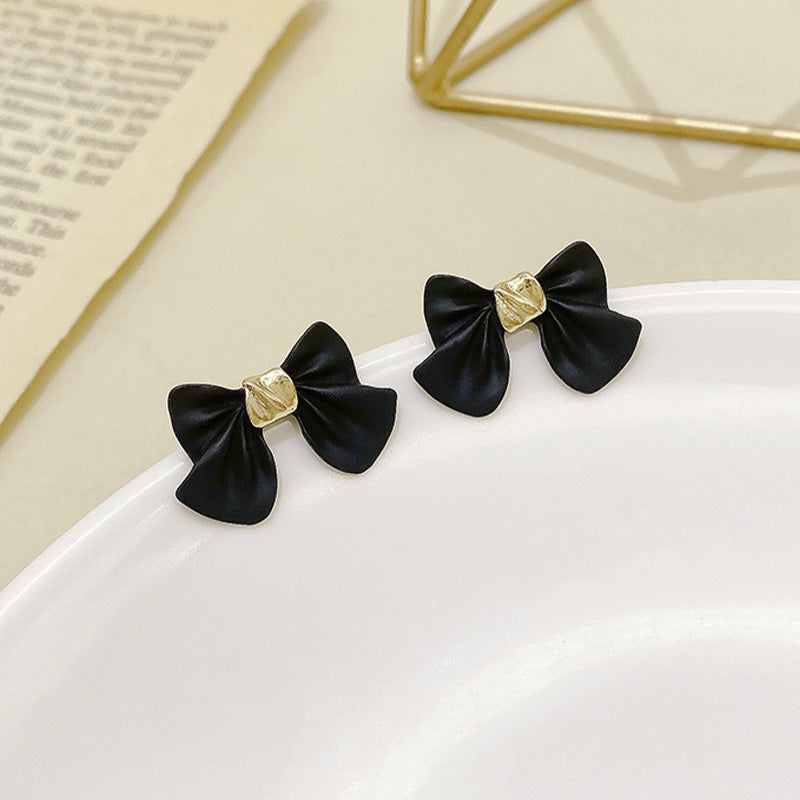 Red Black Color Bowknot Dangle Earrings For Girl Korean Sweet Women Fashion Jewelry