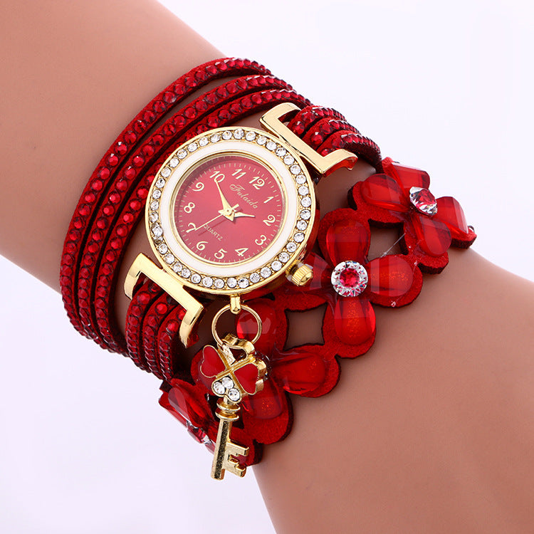 Gold Crystal Rhinestone Bracelet Watch